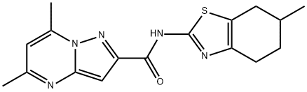 606117-76-4 Pyrazolo[1,5-a]pyrimidine-2-carboxamide, 5,7-dimethyl-N-(4,5,6,7-tetrahydro-6-methyl-2-benzothiazolyl)- (9CI)