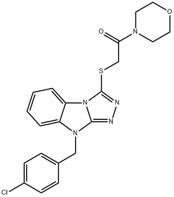 Morpholine, 4-[[[9-[(4-chlorophenyl)methyl]-9H-1,2,4-triazolo[4,3-a]benzimidazol-3-yl]thio]acetyl]- (9CI) 化学構造式