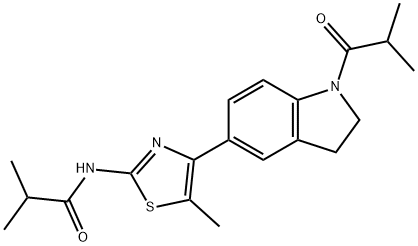 Propanamide, N-[4-[2,3-dihydro-1-(2-methyl-1-oxopropyl)-1H-indol-5-yl]-5-methyl-2-thiazolyl]-2-methyl- (9CI) 结构式