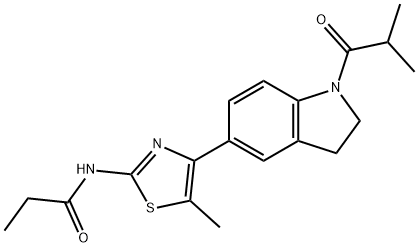 Propanamide, N-[4-[2,3-dihydro-1-(2-methyl-1-oxopropyl)-1H-indol-5-yl]-5-methyl-2-thiazolyl]- (9CI) Structure