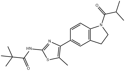 Propanamide, N-[4-[2,3-dihydro-1-(2-methyl-1-oxopropyl)-1H-indol-5-yl]-5-methyl-2-thiazolyl]-2,2-dimethyl- (9CI),606121-94-2,结构式