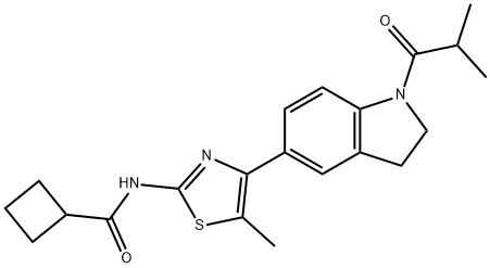 Cyclobutanecarboxamide, N-[4-[2,3-dihydro-1-(2-methyl-1-oxopropyl)-1H-indol-5-yl]-5-methyl-2-thiazolyl]- (9CI),606121-95-3,结构式