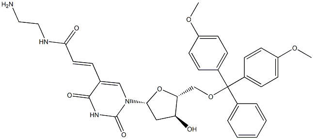 5-[N-(2-AMINOETHYL)-3-(E)-ACRYLAMIDO]-5'-O-(DIMETHOXYTRITYL)-2'-DEOXYURIDINE|5-[(1E)-3-[(2-氨基乙基)氨基]-3-氧代-1-丙烯-1-基]-5'-O-[二(4-甲氧基苯基)苯基甲基]-2'-脱氧尿苷