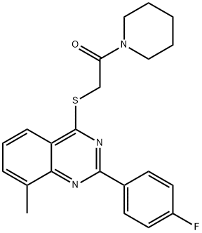 Piperidine, 1-[[[2-(4-fluorophenyl)-8-methyl-4-quinazolinyl]thio]acetyl]- (9CI) 结构式