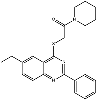 Piperidine, 1-[[(6-ethyl-2-phenyl-4-quinazolinyl)thio]acetyl]- (9CI) Structure