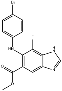 6-((4-ブロモフェニル)アミノ)-7-フルオロ-1H-ベンゾ[D]イミダゾール-5-カルボン酸メチル 化学構造式