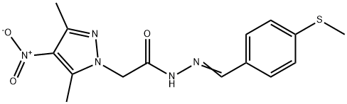 1H-Pyrazole-1-aceticacid,3,5-dimethyl-4-nitro-,[[4-(methylthio)phenyl]methylene]hydrazide(9CI) 结构式
