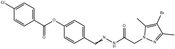 1H-Pyrazole-1-aceticacid,4-bromo-3,5-dimethyl-,[[4-[(4-chlorobenzoyl)oxy]phenyl]methylene]hydrazide(9CI) Struktur