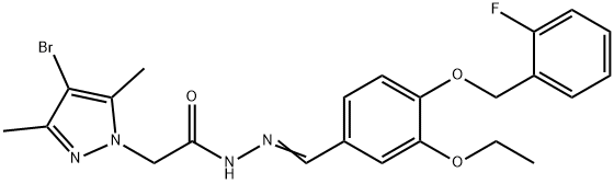 1H-Pyrazole-1-aceticacid,4-bromo-3,5-dimethyl-,[[3-ethoxy-4-[(2-fluorophenyl)methoxy]phenyl]methylene]hydrazide(9CI) Structure