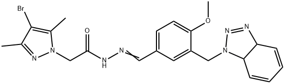 1H-Pyrazole-1-aceticacid,4-bromo-3,5-dimethyl-,[[3-[(3a,7a-dihydro-1H-benzotriazol-1-yl)methyl]-4-methoxyphenyl]methylene]hydrazide(9CI),606486-09-3,结构式