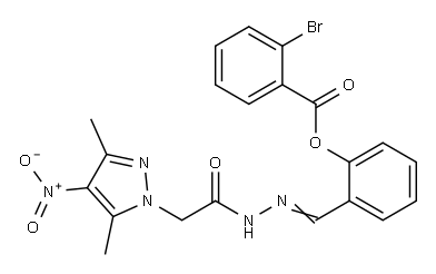 1H-Pyrazole-1-aceticacid,3,5-dimethyl-4-nitro-,[[2-[(2-bromobenzoyl)oxy]phenyl]methylene]hydrazide(9CI) Struktur