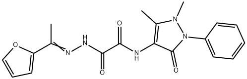 Acetic acid, [(2,3-dihydro-1,5-dimethyl-3-oxo-2-phenyl-1H-pyrazol-4-yl)amino]oxo-, [1-(2-furanyl)ethylidene]hydrazide (9CI) Struktur