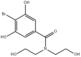 4-ブロモ-3,5-ジヒドロキシ-N,N-ビス(2-ヒドロキシエチル)ベンズアミド 化学構造式