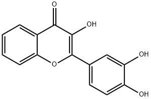 2-(3,4-ジヒドロキシフェニル)-3-ヒドロキシ-4H-1-ベンゾピラン-4-オン 化学構造式