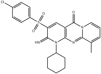 3-[(4-chlorophenyl)sulfonyl]-1-cyclohexyl-2-imino-10-methyl-1,2-dihydro-5H-dipyrido[1,2-a:2,3-d]pyrimidin-5-one Struktur