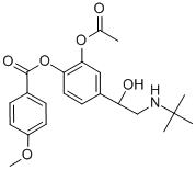 rac-4-メトキシ安息香酸2-(アセチルオキシ)-4-[(R*)-2-[(1,1-ジメチルエチル)アミノ]-1-ヒドロキシエチル]フェニル 化学構造式