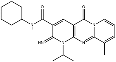 N-cyclohexyl-2-imino-1-isopropyl-10-methyl-5-oxo-1,5-dihydro-2H-dipyrido[1,2-a:2,3-d]pyrimidine-3-carboxamide,607385-74-0,结构式