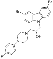 1-(3,6-DIBROMO-CARBAZOL-9-YL)-3-[4-(4-FLUORO-PHENYL)-PIPERAZIN-1-YL]-PROPAN-2-OL,607393-54-4,结构式
