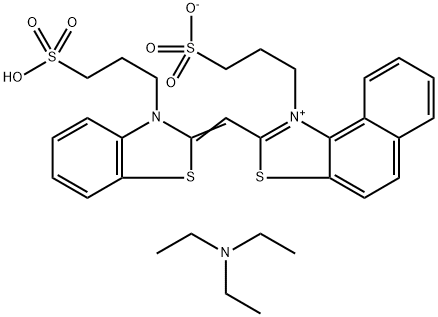 [1-(3-磺丙基)-2-[[3-(3-磺丙基)-2(3H)-苯并噻唑亚基]甲基]萘并[1,2-D]噻唑翁内盐与N,N-二乙基乙胺(1:1)]的化合物, 60760-42-1, 结构式