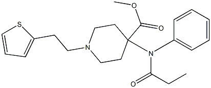 1-[2-(2-チエニル)エチル]-4-[フェニル(1-オキソプロピル)アミノ]-4-ピペリジンカルボン酸メチル 化学構造式
