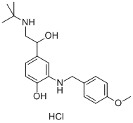 α-[[(1,1-ジメチルエチル)アミノ]メチル]-4-ヒドロキシ-3-[[(4-メトキシフェニル)メチル]アミノ]ベンゼンメタノール·塩酸塩 化学構造式