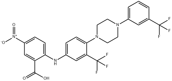 Benzoic  acid,  5-nitro-2-[[3-(trifluoromethyl)-4-[4-[3-(trifluoromethyl)phenyl]-1-piperazinyl]phenyl]amino]-|