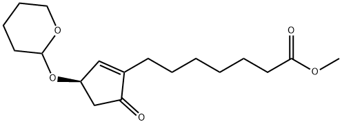1-Cyclopentene-1-heptanoic acid, 5-oxo-3-[(tetrahydro-2H-pyran-2-yl)oxy]-, Methyl ester, (3R)- Struktur