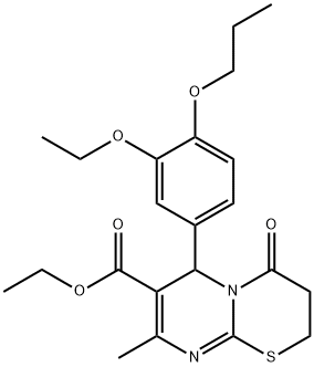 ethyl 6-(3-ethoxy-4-propoxyphenyl)-8-methyl-4-oxo-3,4-dihydro-2H,6H-pyrimido[2,1-b][1,3]thiazine-7-carboxylate Structure