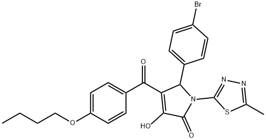 5-(4-bromophenyl)-4-(4-butoxybenzoyl)-3-hydroxy-1-(5-methyl-1,3,4-thiadiazol-2-yl)-1,5-dihydro-2H-pyrrol-2-one,609795-76-8,结构式
