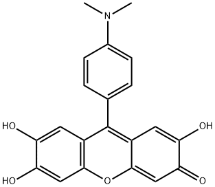 9-(4-dimethylaminophenyl)-2,6,7-trihydroxy-xanthen-3-one Structure