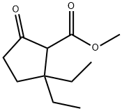 Cyclopentanecarboxylic acid, 2,2-diethyl-5-oxo-, methyl ester (9CI) Struktur