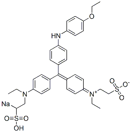 N-Ethyl-N-[4-[[4-[N-ethyl-N-(2-sodiosulfoethyl)amino]phenyl][4-[(4-ethoxyphenyl)amino]phenyl]methylene]-2,5-cyclohexadien-1-ylidene]-2-sulfonatoethanaminium Struktur