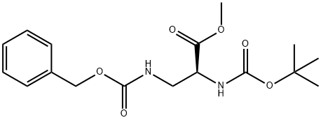 N-(tert-ブチルオキシカルボニル)-3-[(ベンジルオキシカルボニル)アミノ]-L-アラニンメチル 化学構造式