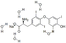 L-チロキシン, ナトリウム塩, 結晶, 五水和物 化学構造式