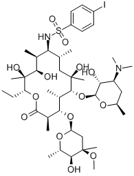(9S)-9-デオキソ-9-[[(4-ヨードフェニル)スルホニル]アミノ]エリスロマイシン 化学構造式