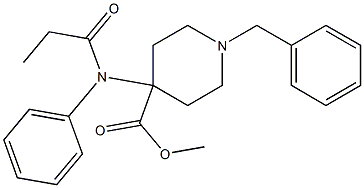 4-[(1-オキソプロピル)フェニルアミノ]-1-(フェニルメチル)-4-ピペリジンカルボン酸メチル 化学構造式