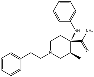 cis-3-methyl-1-phenethyl-4-(phenylamino)piperidine-4-carboxamide Struktur