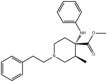 methyl cis-4-anilino-3-methyl-1-phenethylpiperidine-4-carboxylate Struktur