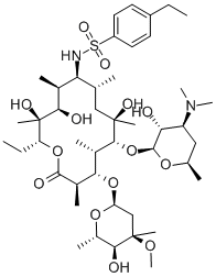 (9S)-9-Deoxo-9-[[(4-ethylphenyl)sulfonyl]amino]erythromycin Struktur
