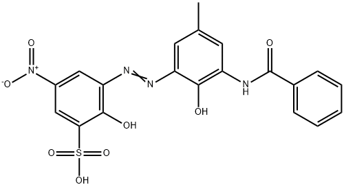 3-[[5-(Benzoylamino)-6-hydroxy-3-methylphenyl]azo]-2-hydroxy-5-nitrobenzenesulfonic acid Struktur