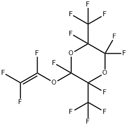 2,2,3,5,6-pentafluoro-3,6-bis(trifluoromethyl)-5-[(trifluorovinyl)oxy]-1,4-dioxane 结构式