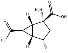 Bicyclo[3.1.0]hexane-2,6-dicarboxylic acid, 2-amino-4-fluoro-, (1S,2R,4S,5S,6S)- (9CI) 结构式