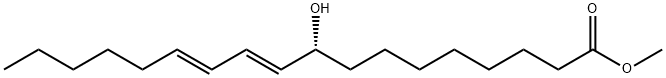 [10E,12E,R,(+)]-9-ヒドロキシ-10,12-オクタデカジエン酸メチル 化学構造式