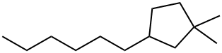 3-ヘキシル-1,1-ジメチルシクロペンタン 化学構造式