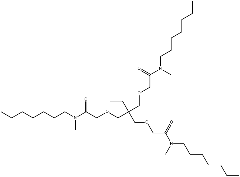 2,2'-[[2-エチル-2-[[2-(ヘプチルメチルアミノ)-2-オキソエトキシ]メチル]-1,3-プロパンジイル]ビス(オキシ)]ビス(N-ヘプチル-N-メチルアセトアミド) 化学構造式