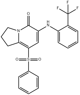 8-BENZENESULFONYL-6-(2-TRIFLUOROMETHYLPHENYLAMINO)-2,3-DIHYDRO-1H-INDOLIZIN-5-ONE Struktur