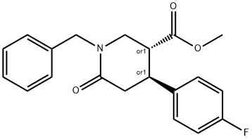 trans 1-Benzyl-4-(4-fluorophenyl)-6-oxopiperidine-3-carboxylic Acid Methyl Ester Structure