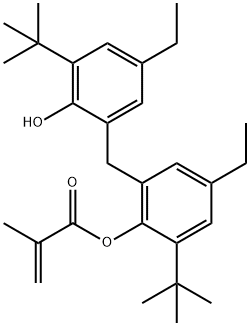 2-Methylacrylic acid 2-tert-butyl-6-[(3-tert-butyl-5-ethyl-2-hydroxyphenyl)methyl]-4-ethylphenyl ester Struktur