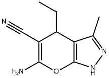 Pyrano[2,3-c]pyrazole-5-carbonitrile, 6-amino-4-ethyl-1,4-dihydro-3-methyl- (9CI) Structure