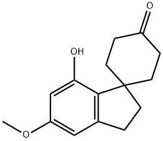 2',3'-ジヒドロ-7'-ヒドロキシ-5'-メトキシスピロ[シクロヘキサン-1,1'-[1H]インデン]-4-オン 化学構造式